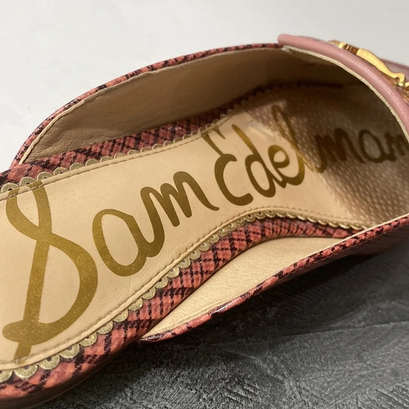 Sam Edelman Pink Black Linnie Plaid Print Apron Toe Buckle Slip On Mules Size 36 - Picture 9 of 10